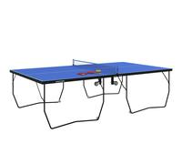 SPORTNOW 9FT Folding Table Tennis Table, Portable Full-Size Ping Pong Table w/ 8 Wheels, 2 Bats, 3 Balls, Quick Set-Up Indoor Game Table - Blue
