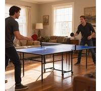 Sportnow 9Ft Folding Table Tennis Table W/ 4 Wheels, For Indoors, Blue, Blue