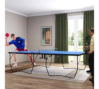 SPORTNOW 9FT Folding Table Tennis Table with 8 Wheels for Indoor Use - Blue, none