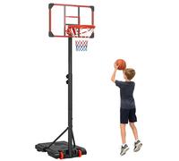 Sportnow Adjustable Basketball Hoop And Stand W/ Wheels, 1.8-2.1M, Red