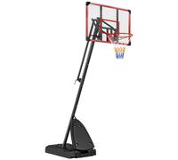 SPORTNOW Basketball Hoop Outdoor, Easily Adjustable Height Basketball Hoop and Stand with Weighted Base, Portable on Wheels, 2.4-2.9m, Red