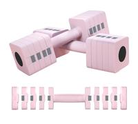 SPORTNOW Adjustable Dumbbell Set of 2, Each 1/2/3/4/5 kg Weight, 5-in-1 Weights Dumbbells Set with Non-Slip Handle for Women Men Home Gym Fitness Training, Pink