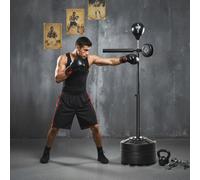 SPORTNOW Adjustable Speed Bag, Boxing Bag with Stand, Reflex Bar, Black