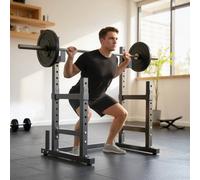 SPORTNOW Adjustable Squat Rack, Multi-Function Barbell Rack Stand with Spotters, Weight Plate Holders, Heavy Duty Weight Bench Press Dip Station for Home Gym Strength Training, Max Load 300kg, Black