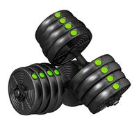 SPORTNOW Adjustable Weight Barbell & Dumbbells Set Free Weights Strength Muscle Exercise Home Gym Training, Black and Green