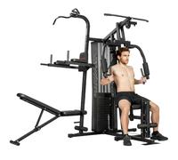 SPORTNOW All-in-One Home Gym Machine Power Cage 69 kg Weight Stack | Multifunctional Pulley System, Home Gym Workout Station, Sit Up Bench, Adjustable Bench, Full Body Training