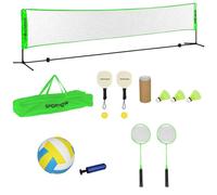 Sportnow Badminton Net Set, Height Adjustable Net For Pickleball, Volleyball In Bright Green Bright Green