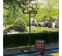 SPORTNOW Basketball Backboard Hoop Net Set System w/ Wheels, 182-213cm - Black