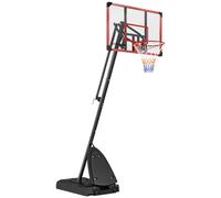 SPORTNOW Basketball Hoop Outdoor, Easily Adjustable Height Basketball Hoop and Stand with Weighted Base, Portable on Wheels, 2.4-2.9m, Red