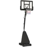 Sportnow 2.45-3.05M Basketball Hoop Outdoor With Rebound System And Wheels In Black Black