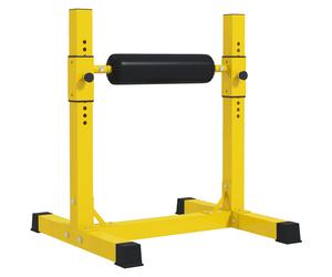 SPORTNOW Bulgarian Split Squat Stand, 12-Level Adjustable Single Leg Squat Machine with Foam Roller and Anti-Slip Pads for Lower Body Strength Training, Yellow