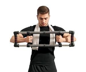 SPORTNOW Chest Expander, Arm Chest Exerciser with 10-50kg Adjustable Spring Resistance, for Home Gym, Office, Travel Workout