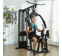 SPORTNOW Compact Home Gym System with 45kg Weight Stack, Weights Machine, Mult-Gym Leg Press Machine Dual-Action Chest Station for Full Body Fitness Training Black