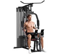 SPORTNOW Compact Home Gym System with 45kg Weight Stack, Weights Machine, Mult-Gym Leg Press Machine Dual-Action Chest Station for Full Body Fitness Training