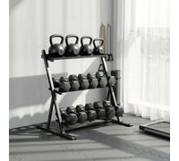 Sportnow Dumbbell Rack 3-Tier Weight Organiser For Home Gym 200 Kg Capacity In Black Black