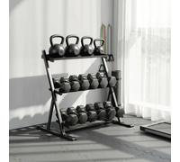 SPORTNOW 3-Tier Adjustable Dumbbell Rack, Heavy-Duty Weight Rack for Dumbbells, Kettlebells and Multiple Balls, Space-Saving Weight Storage Stand for Home Gym, 200 KG Capacity