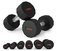 SPORTNOW Dumbbells Set, Hand Weights Pair with 12-Sided Shape, 2 x 12kg