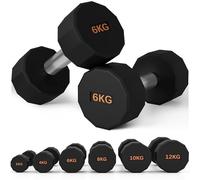 2 X 6kg SPORTNOW Dumbbells Weights Set With 12-Sided Shape And Non-Slip Grip | TJ Hughes
