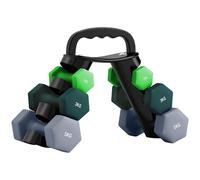 SPORTNOW Dumbbells Set with Carry Storage Rack, Set of 6 Weights for Home Gym, Kettlebell Training Weight Lifting Exercise, 2 x 1kg, 2 x 3kg, 2 x 5kg, Green