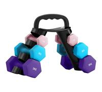 SPORTNOW Dumbbells Set with Carry Storage Rack, Set of 6 Weights for Home Gym, Kettlebell Training Weight Lifting Exercise, 2 x 1kg, 2 x 3kg, 2 x 5kg, Pink