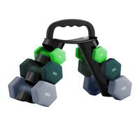 SPORTNOW Dumbbells Set with Storage Rack, 2 x 1kg, 2 x 3kg, 2 x 5kg, Green