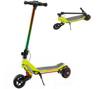 SPORTNOW Electric Scooter for Kids, Dual Suspension Foldable Kids Scooter for Age 6-14 with LED Display, RGB Lights, Up to 16km/h, 12km Range, 6.5" Solid Wheels, Kick-to-Start, for Boys Girls, Green