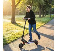 SPORTNOW Electric Scooter for Kids, Foldable Kids Scooter for Age 6-14 with LED Display, RGB lights, Up to 16km/h, Maximum Range 12km, Kick-to-Start, for Boys and Girls, Black