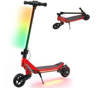 SPORTNOW Electric Scooter for Kids, Foldable Kids Scooter for Age 6-14 with LED Display, RGB lights, Up to 16km/h, Maximum Range 12km, Kick-to-Start, for Boys and Girls, Red