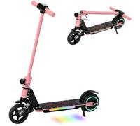 SPORTNOW Electric Scooter for Kids, Foldable Scooter for Age 6-14 with Dual Brakes, Up to 14 KM/H, Maximum Range 6 KM, 6.8kg Lightweight, Front Suspension, LED Colourful Lights, Pink