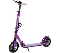 SPORTNOW Foldable Kick Scooter with Height Adjustable Handlebar, One-click Folding Adult Scooters with 200 mm Big Wheels, Purple