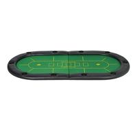 SPORTNOW Foldable Poker Mat for 10 Players Cup Holders 180 x 90cm Green | Oval Poker Table Top, Portable Table Cloth, Carrying Bag