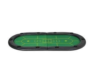 SPORTNOW Foldable Poker Mat for 10 Players, Oval Poker Table Top with Cup Holders, Portable Poker Table Cloth with Carrying Bag, 180 x 90cm - Green