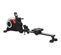 SPORTNOW Foldable Water Rowing Machine with Wheels and LCD Monitor, Black
