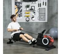 Sportnow Foldable Water Rowing Machine With Wheels And Lcd Monitor, Black