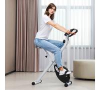 SPORTNOW Folding Exercise Bike with 8-Level Magnetic Resistance in White SPORTNOW White
