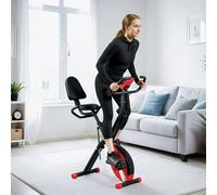SPORTNOW Folding Exercise Bike with Arm Bands and Hand Pulse Sensor, Red