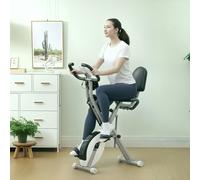 SPORTNOW 5-In-1 Foldable Exercise Bike for Home with 8-Level Magnetic Resistance, Upright/Recumbent Folding Stationary Bike with Arm Workout Bands, Heart Rate Sensor, Comfortable Seat Cushion, White