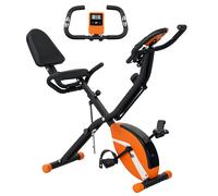 SPORTNOW Folding Exercise Bike with Arm Bands and Hand Pulse Sensor, Orange, Orange