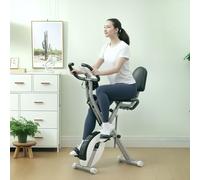 SPORTNOW 5-In-1 Foldable Exercise Bike for Home with 8-Level Magnetic Resistance, Upright/Recumbent Folding Stationary Bike with Arm Workout Bands, Heart Rate Sensor, Comfortable Seat Cushion, White