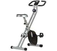 SPORTNOW Folding Exercise Bike, Quiet Stationary Bike with 8-Level Magnetic Resistance, Heart-Rate Sensor, Adjustable Seat and Wheels for Home Gym Workout, Black and Grey