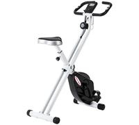 SPORTNOW Folding Exercise Bike, Quiet Stationary Bike with 8-Level Magnetic Resistance, Heart-Rate Sensor, Adjustable Seat and Wheels for Home Gym Workout, Black and White