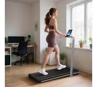 SPORTNOW Folding Treadmill with 4% Incline, 2 in 1 Under Desk Walking Pad Treadmills for Home Office with Remote Control and LED Display, 2.0HP, 1-6KM/H, No Assembly, Silver Tone