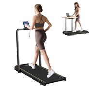 SPORTNOW Folding Treadmill with 4% Incline, 2 in 1 Under Desk Walking Pad Treadmills for Home Office with Remote Control and LED Display, 2.0HP, 1-6KM/H, No Assembly, Black