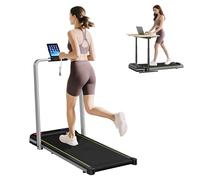 SPORTNOW Folding Treadmill with 4% Incline, 2 in 1 Under Desk Walking Pad Treadmills for Home Office with Remote Control and LED Display, 2.0HP, 1-6KM/H, No Assembly, Silver Tone