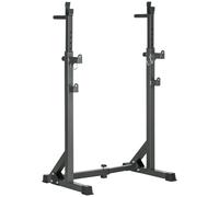 SPORTNOW Heavy-Duty Squat Rack, Adjustable Barbell Rack with Dip Station, Multi-Function Weight Lifting, for Home, Gym, Max Load 150kg - Black Black