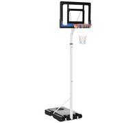 SPORTNOW Height Adjustable Basketball Hoop and Stand w/Plastic Backboard and Weighted Base, Portable on Wheels, 2.6-3.1m, White