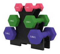 Sportnow Hex Dumbbells Set With Dumbbell Rack, 2 X 1Kg, 2 X 3Kg, 2 X 5Kg In Pink Pink
