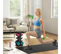 SPORTNOW Hex Dumbbells Set with Dumbbell Rack, 2 x 1kg, 2 x 3kg, 2 x 5kg - 30L x 8W x 27H cm - Pink, Light Green, Dark Green - Dumbbell Set