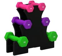 SPORTNOW Hex Dumbbells Set with Dumbbell Rack, Hand Weights for Home Gym Strength Training, 2 x 1kg, 2 x 2kg, 2 x 3kg