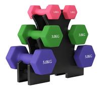 SPORTNOW Hex Dumbbells Set with Dumbbell Rack, Non Slip Hand Weights for Home Gym Strength Training Weight Lifting, 2 x 1kg, 2 x 3kg, 2 x 5kg